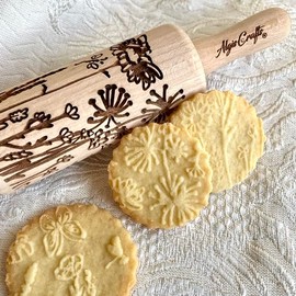 Nudelholz WIESE für Kinder. Gravierte Teigroller für hausgemachtes Gebäck. Teigrolle für DIY Küche, Teig & Plätzchen. Gravierte Nudelholz mit Muster von Algis Crafts