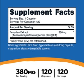 Nutricost Nutricost Feverfew Capsules 380mg, 120 Capsules, Vegetarian Friendly, Non-GMO & Gluten Free