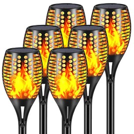 Aityvert Upgraded Larger Solar Torch Lights, Waterproof Outdoor Dancing Flames Light, Flickering Flames Garden Light, Landscape Decoration Pathway Patio Lights 43" 96 LED (6 Pack)