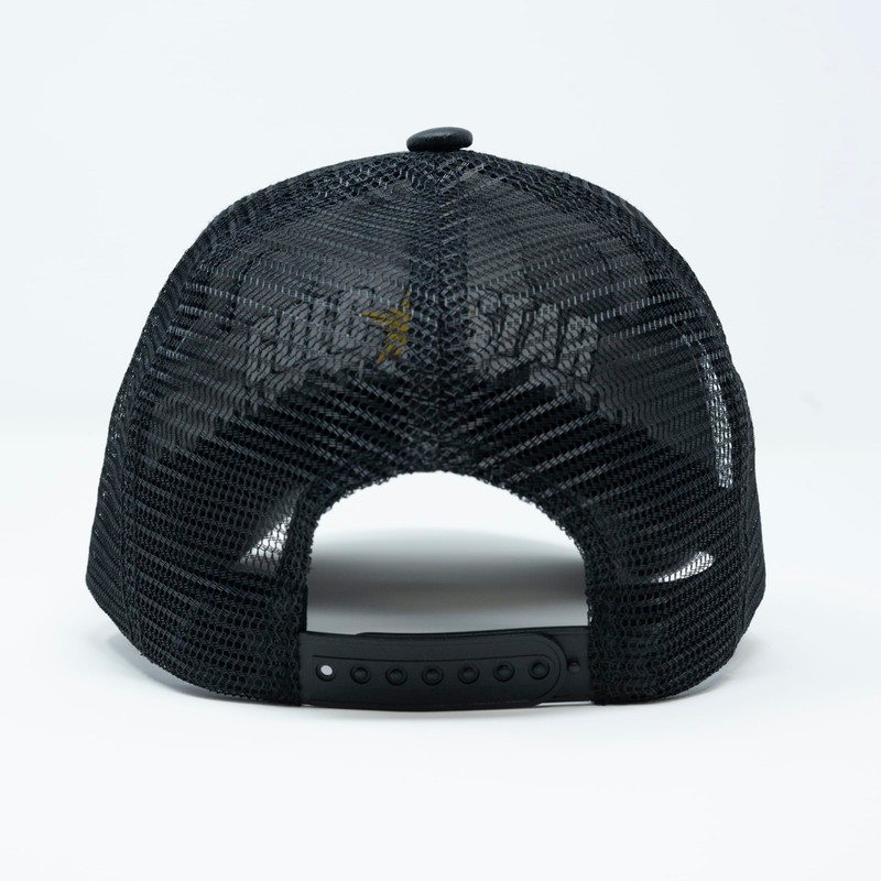 Goat Black Leather Trucker Hat Cap
