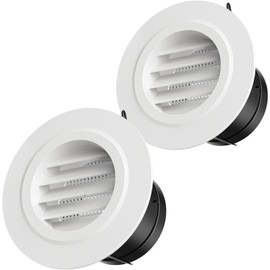 Hon&Guan 2pcs 75mm Round Louvred Air Vents for Wall Ceiling, 3 Inch Air Vent Grille Cover with Flyscreen Mesh for Outdoor Indoor, Duct Vent, Shed Vent