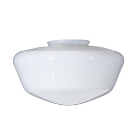 B&P Lamp® 12 Inch Diameter, Clear Over Opal, Glass Schoolhouse Shade with a 6 Inch Lip Fitter