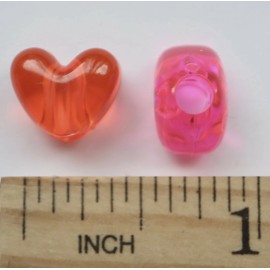 Heart Beads Pink Glitter Sparkle Large Hole Pony Beads Made in USA