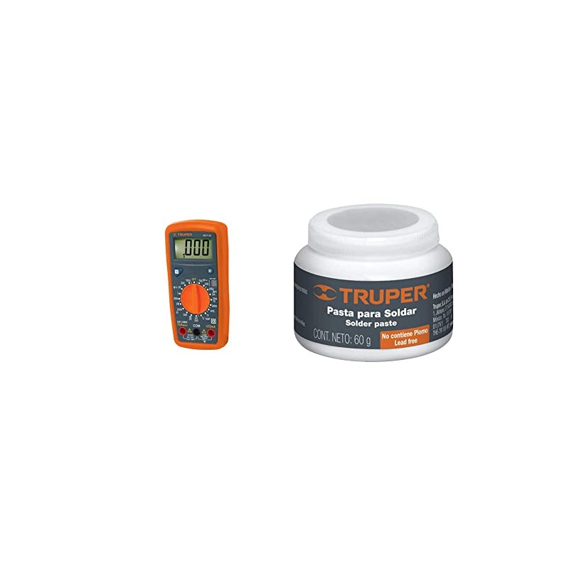 Truper MUT-33, Multímetro digital PASO-60, Pasta para soldar, base de