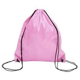 PE Bag String Swim Sport Gym Waterproof Drawstring Beach Holidays Swimming Travel Backpack School for Women Men Boys Girls Outdoor (Pink) One Size