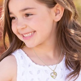 Unicorn Necklace for Girls Women Hypoallergenic CZ 14K Gold Plated Flower Heart Unicorn Pendant Necklace Unicorn Gifts for Women Daughter Granddaughter