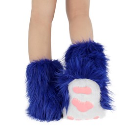 hbbhml Furry Faux Fur Shoes Animal Cat Fox Fursuit Feet Paw Slippers Plush Fluffy Warm Claw Boots Costume Accessories