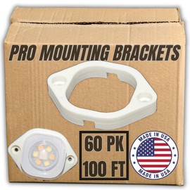 60pk White Pro mounting Brackets, Compatible with govee Pro Model Lights, Outdoor Light Clip mounts fits Pro Model h706a 100 ft, h706b 150ft, h706c 200ft, Made in USA