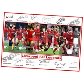 Stunning Quality Liverpool FC Legends Signed/Autographed Print. Mohamed Salah, Steven Gerrard etc etc... (A4 PRINT ONLY 29.7CM X 21CM)