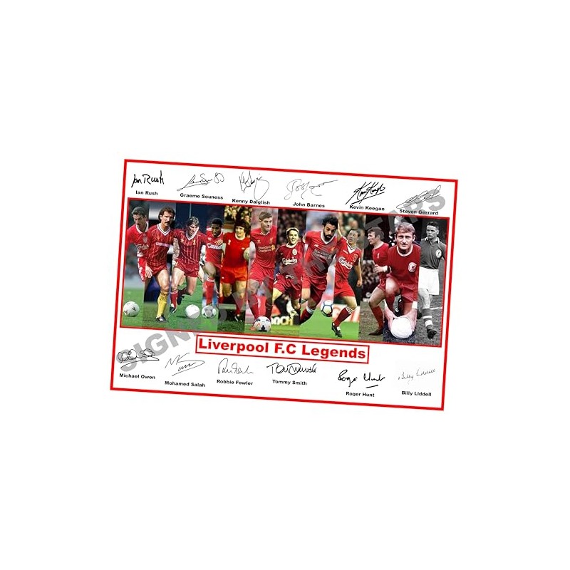 Stunning Quality Liverpool FC Legends Signed/Autographed Print. Mohamed Salah, Steven