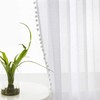 Pom-Pom Sheer White Curtains for Living Room 72" Drop Breathable