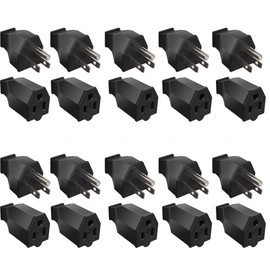 Strhowill 10 Sets (20 Pieces) NEMA 5-15P/5-15R Plug Extension Cord Ends 125V 15A 2 Pole 3 Wire Male Plug and Female Connector Straight Blade Plug Replacement