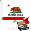 G128 5 Feet Tangle Free Spinning Flagpole (White) California Flag