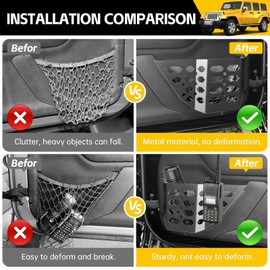 JTYZSM Metal Front Door Storage Box Pockets for 2007-2018 Jeep Wrangler JK JKU Sturdy Door Side Insert Molle Panels Organizer for 07-18 Wrangler JK JKU 2/4 Door Interior Accessories 2PCS