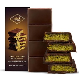 Rah Dark Dubai Chocolate Bar Pistachio, 3.5oz - 100g, Dubai Dark Chocolate Bar Pistachio | Loaded with Kunafa | Crunchiest Kataifi Delight Perfect for Sharing, Viral Candy with Shredded Phyllo Dough