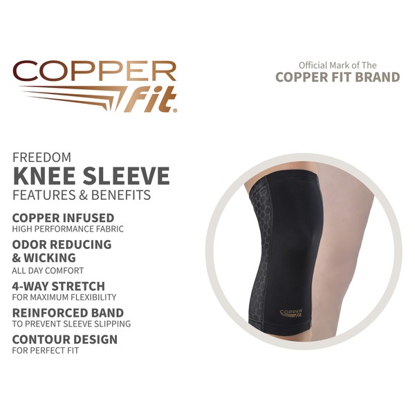 Copper Fit Copper Fit Freedom Unisex Knee Compression Sleeve, Large