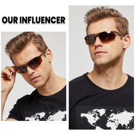 DUCO Sunglasses Men Polarized Sunglasses Carbon Fiber Brown Sports Sunglasses For Golfing Fishing Driving UV400 Protection DC8277