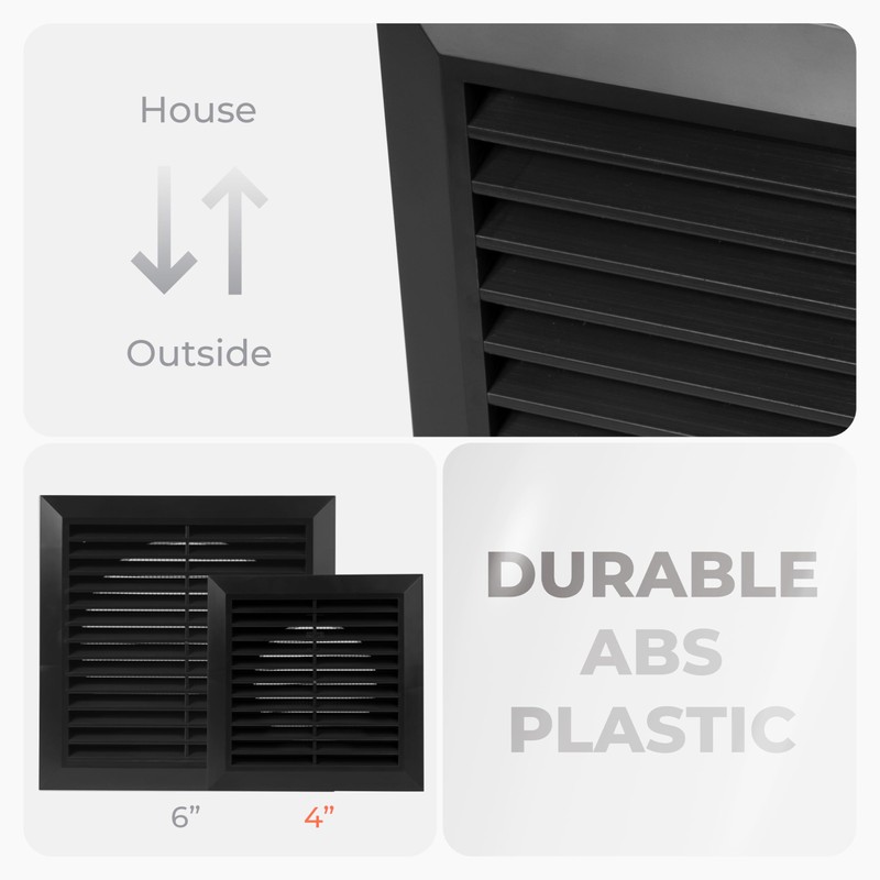HVAC OV 4 Inch Fit - Black Plastic Vent Cover