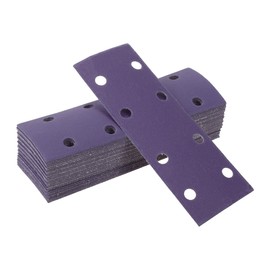 HEROFFIX 50Pcs Sanding Discs Wet Dry Waterproof Hook & Loop Sandpaper for Woodworking, Automotive Refinishing 7.80"x2.76" 8Hole 220Grit Purple Ceramic Abrasive