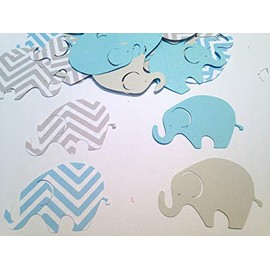 50 Elephant Baby Shower, Large Elephant, 2 Inch Elephant Blue Gray Chevron Elephant, Elephant Cutout, Elephant Cupcake Topper, Elephant Die Cut, Elephant Decor, It's a Boy
