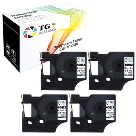(4 Pack) Compatible (Black on White) Dymo D1 40913 Label Tape (3/8 Inch x 23 Feet) Replacement for DYMO Label Manager 150 160 200 350 350D Label Maker, Sold by TG Imaging