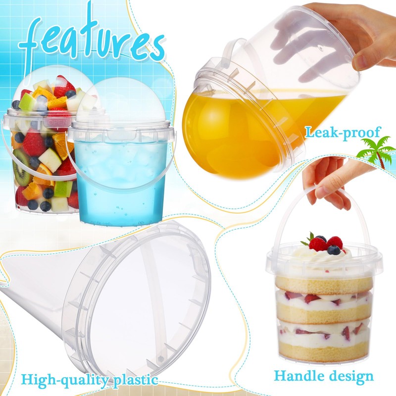 30 Pack 34 oz Clear Plastic Cups with Dome Lids