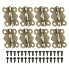 PATIKIL Small Jewelry Box Hinges 1-1/4 Inch, 8 Pack 90-Degree Mini Butterfly Hinges Jewelry Box Hardware with 32 Screws for Cabinet Wooden Box Drawer Craft, Brown