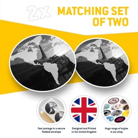 Vinyl Stickers (Set of 2) 20cm (bw) - Traveling World Map Airport Lounge Laptop Tablet Luggage Scrapbook #37643