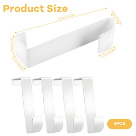 Tadpolez Pack of 4 Coat Hooks, Door Hooks, Reversible Hooks, Door Hooks for Hanging, Coat Hooks, Bathroom Hooks, for Cupboard Door and Room Door (White)
