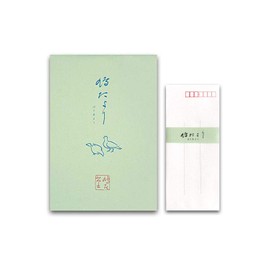 Hatoido Letter Set Hatoyori Vertical Ruled Cover: Green, Set of 30 Stationery and 10 Envelopes 19-109, 29-109