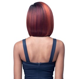 Bobbi Boss Bob Style Synthetic Hair Wig - MLF700 MELANIE, 5.5" HD Lace Wigs with Glueless Grip Series, High Heat Resistant Wigs (TFSNSETORG)