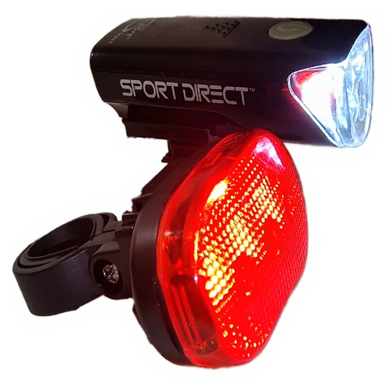 Sport Direct™ MegaWhite 50 Lumen Set. Front/Rear Bike Light Set.