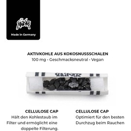 KAiLAR 100 Unbleached Cellulose Activated Carbon Filters Slim (6 mm) with Vegan Activated Carbon from Coconut Shells | For a Gentle Smoking Experience Without Clogging (Cold Resistance)