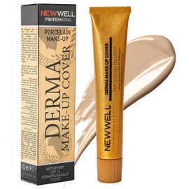 NEW WELL Derma MakeUp Cover Wasserfeste Foundation - Perfekter Teint & hohe Deckkraft - Vegan & natürliche Inhaltsstoffe - Für alle Hauttypen (Gold)