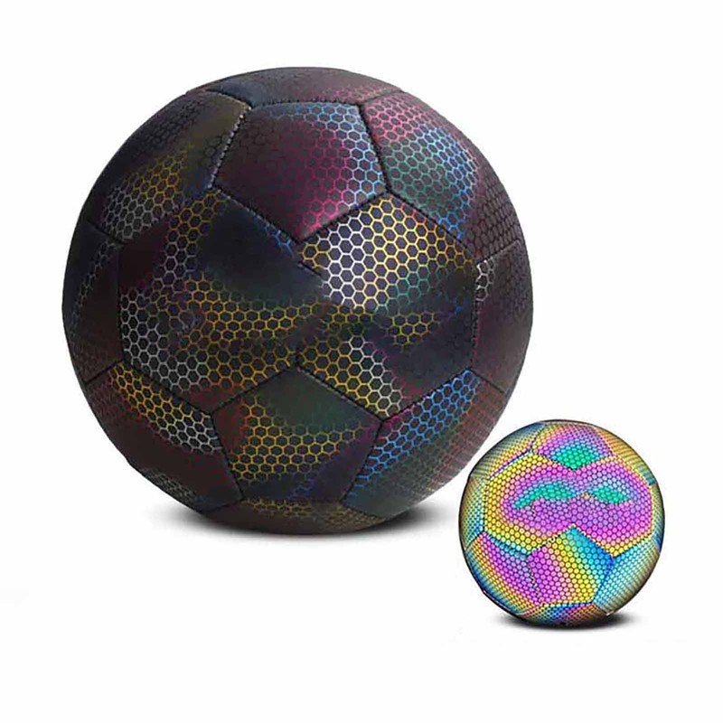Reflective Football PU Glowing Sports Soccer Ball with Pump for