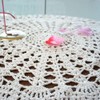 USTIDE Handmade Crochet Cotton Tablecloth Round Beige Crochet Tablecloths for