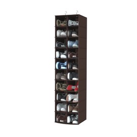Libeder Hanging Shoe Organizer for Closet, Hanging Closet Organizers 20 Section Shoe Shelves, Space Saving Shoe Holder & Storage, Coffee, 12''W×12''Dx 50''H