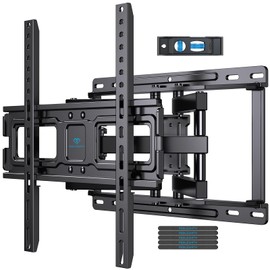 PERLESMITH TV Wall Mount Full Motion for 32-65 Inch Flat Curved Screen TVs, Mount with Swivels Tilts Extension Dual Articulating Bracket Arms Supports TV up to 99 lbs Max VESA 400x400, PSMFK9
