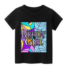 Tutu and Sian Wednesday Gothic Style Birthday Girl Outfit: T-shirt, Tutu Skirt Dress, Birthday Girl Crown and Satin Sash (Spiderweb, 11-12 Years)