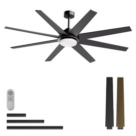 72 inch Large Ceiling Fans with Lights and Remote, Industrial Ceiling Fan Reversible Quiet DC Motor, 6 Speed 3 CCT Dimiable, Modern Ceiling Fan for Living Room Farmhouse Patios Outdoor Gazebo Black