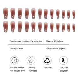 Viwind Long Coffin Press on Nails,Red Ombre Ballerina Fake Nails Kits with Glue,Natural Reusable Stick On Nails in 12 Sizes-24 Acrylic Artificial Full Cover Nails for Women-Gradient Rose Blue