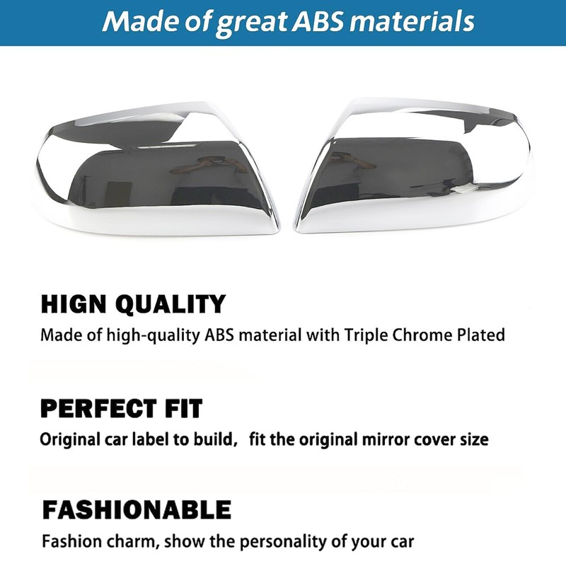 AUCERAMIC Chrome Mirror Covers Caps Fit for 2007-2019 Toyota Tundra