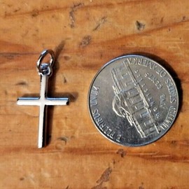Silver Charm Lot of 3 Religious Cross Necklace Pendant Bracelet Charm Silver Colored 3/4" God