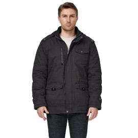 WenVen Men's Winter Thickened Casual Long Hooded Parka Jacket Grey M