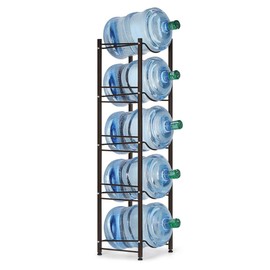 Stainless Steel 5 Tier Heavy Duty Detachable Water Bottle Storage Shelf Organizer for 5 Gallon Jugs - Home, Office, Kitchen, Breakroom