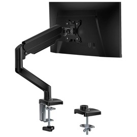 Single Monitor Mount, Gas Spring Arm for 17-34" Screens, Adjustable Stand up to 26.4lbs, Clamp/Grommet Base, 75/100mm Mounting Holes, Black.