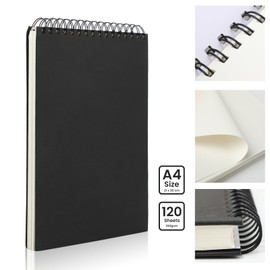 120 pages (60 sheets) sketchbook with spiral binding, sketchbook A4 sketchbook, with durable cardboard, ideal for studio, school or home, suitable for painting and drawing
