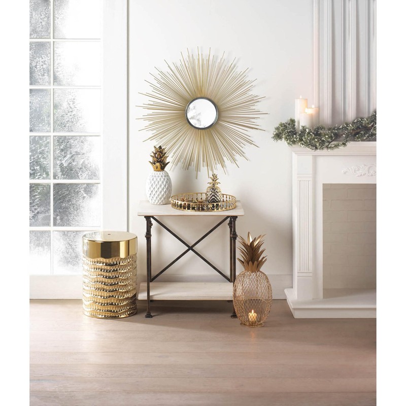 Accent Plus Porcelain Gold Topped Pineapple Jar 6x6x13.5