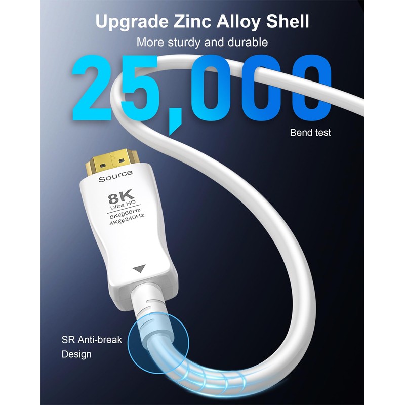 HDMI Cable 50FT 8K Fiber Optic - 48Gbps Ultra High