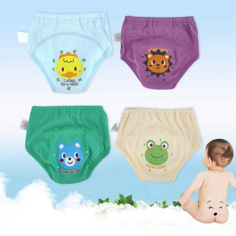 4PCS Baby Cloth Cartoon Waterproof Diapers Nappies Toddler 4 Layers